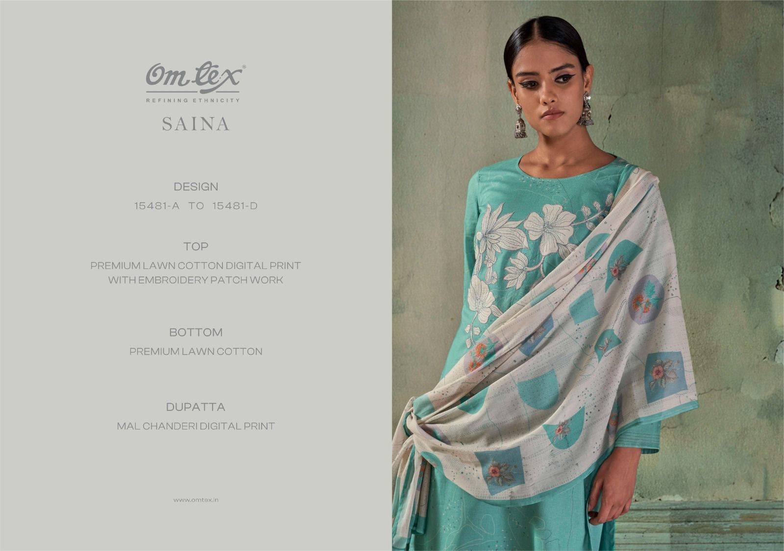 SAINA By OMTEX 15481a TO 15481d series Beautiful Festive Suits Stylish Colorful Fancy Casual Wear PREMIUM LAWN COTTON PRINTED Dresses At Wholesale Price